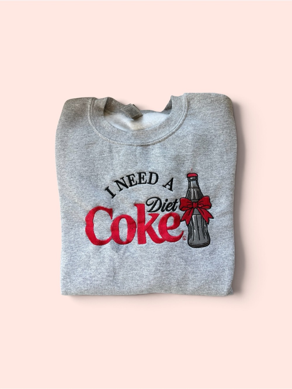 Coca Cola Gray Sweatshirt with Red Coke Script and Bottle Embroidery - Picture 2 of 3